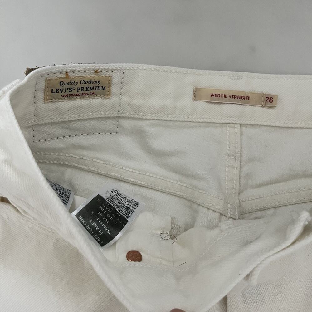 Levi's Wedgie Straight Ankle Jeans Off White Sz 26 Americana Heritage Chic Vibe - Picture 3 of 10
